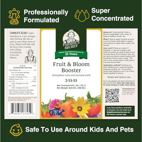 Farmer's Secret Farmer’s Secret Fruit & Bloom Booster Fertilizer (16oz) - Super Concentrated - Boosts Flowering and Yield on All Varieties of Fruits, Vegetables and Flowers - Formulated for Late Summer & Early Fall - Image 2