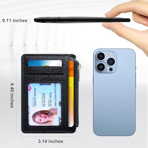 Tipmile Credit Card Holder for Women Slim Minimalist Front Pocket RFID Blocking Wallet Small Compact Card Case with ID Window, Classic Black - Image 4