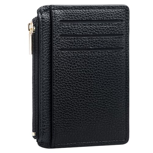 Tipmile Credit Card Holder for Women Slim Minimalist Front Pocket RFID Blocking Wallet Small Compact Card Case with ID Window, Classic Black - Image 1