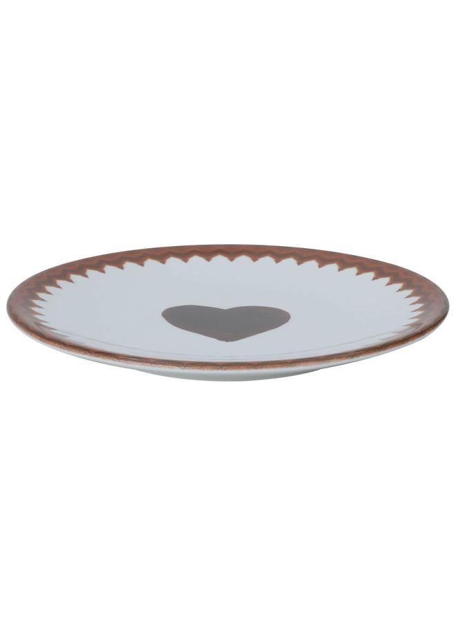 السيف  طبق تقديم بلاستيكي 16 سم بنقشة قلب بني - Image 1