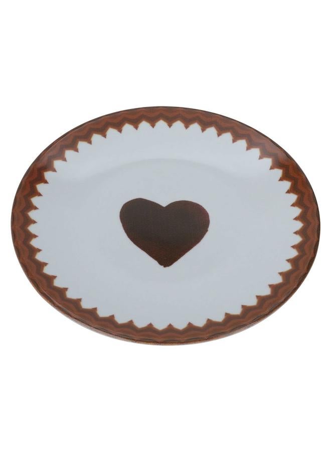 السيف  طبق تقديم بلاستيكي 16 سم بنقشة قلب بني - Image 2