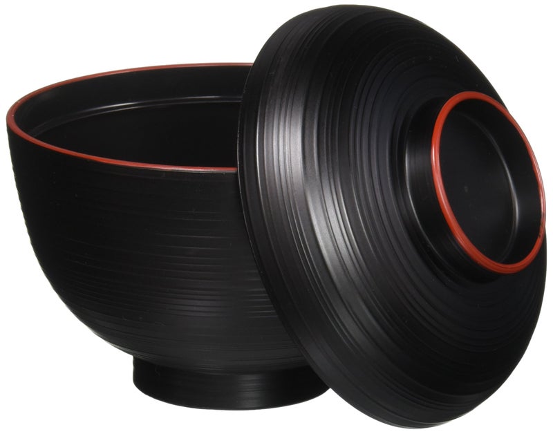 Happy Sales HSWF201B  Japanese Soup Rice Bowl with Lid Black - Image 2