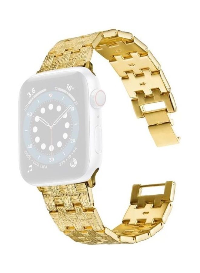 NIBEMINENT Replacement Strap For Apple Watch Series Gold - Image 1
