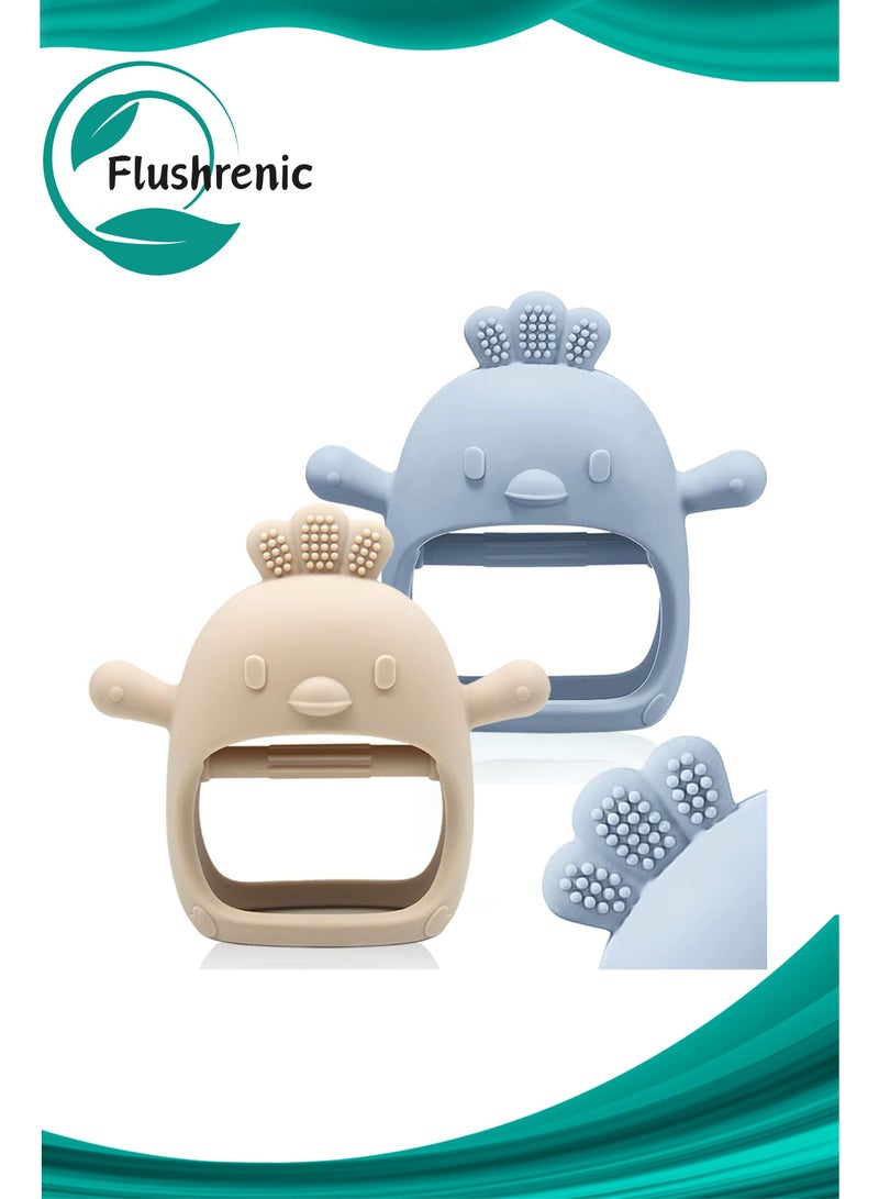 Flushrenic 2 packs of teething toys for babies, suitable for children aged 0-6 months to 6-12 months, food-grade silicone teething gloves, anti-drop wrist teething toys for babies, satisfying sucking needs, BPA-free. - Image 1