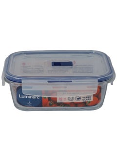 Rectangular Flat Rim Pure Box Clear and Blue 820 ml P3547