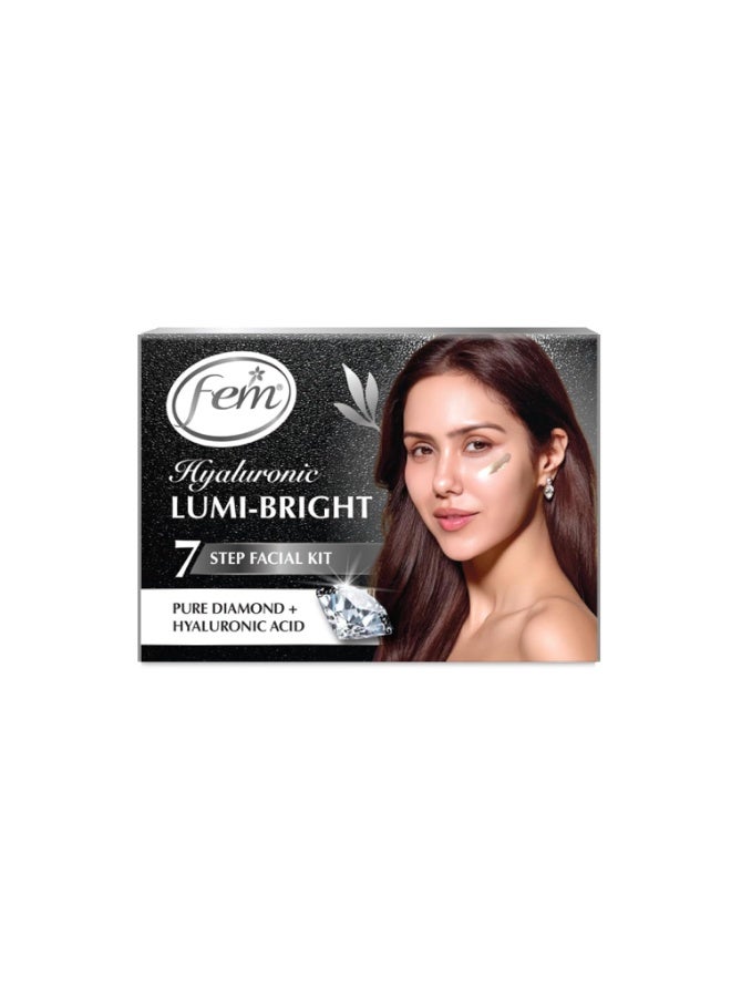 Dabur Fem Hyaluronic Lumi-Bright Facial Kit with Pure Diamond & Hyaluronic Acid – 35ml | Instantly Brightens & Hydrates | Reduces Dullness & Dark Spots | Gives Luminous, Smooth & Youthful Skin - Image 1