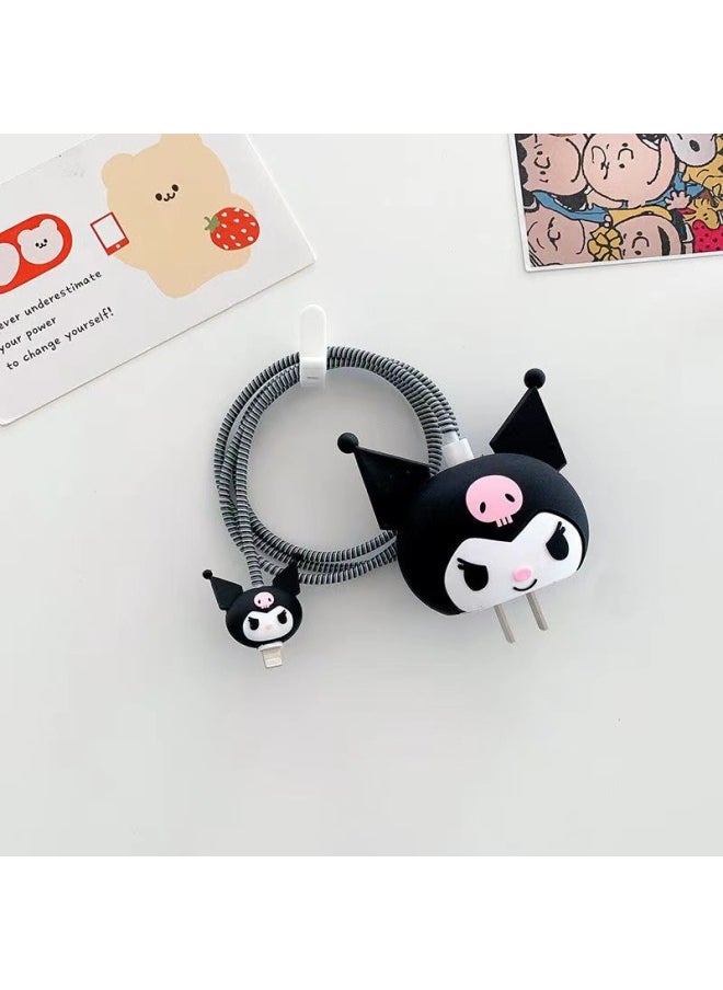 Generic - 2024 Four-piece Charger Protective Cover For Apple 15 Fast Charging Protective Cover 18W/20W Charger-Specifications:49. Panda (set Of Four) Big And Small Heads + 1.4m Wire Rope + Tie - Image 1