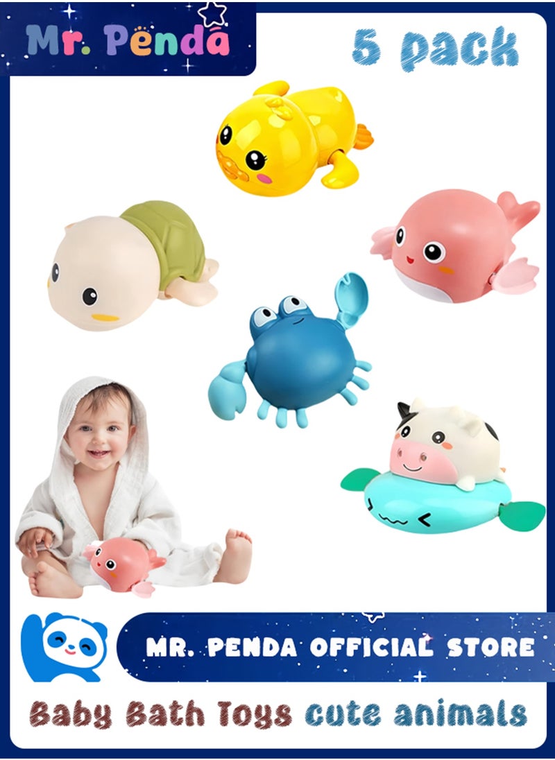 Mr. Penda 5 Pack Bath Toy, Cute Animal Clockwork Bathtub Swimming Pool Toy, Bath Toys for Toddlers Infants Boys Girls (Multicolour)  - Image 1