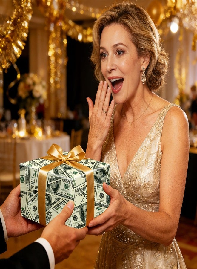 Pineraap Funny Money Wrapping Paper Roll, 17 In x 16.4 Ft - Mini Roll - Funny Dollar Bill Money Gift Wrap Paper for Birthday Graduation, Retirement, Everyday Humor, Novelty Gifts - Image 3
