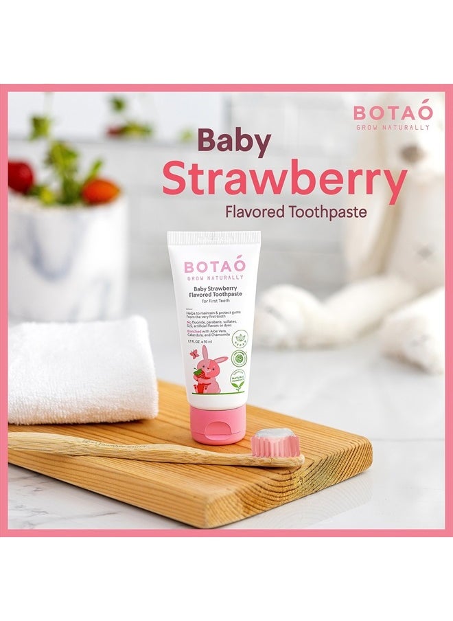 BOTAO - Fluoride Free Baby Toothpaste | Strawberry Flavored - Organic Training Natural Toddler Toothpaste for Toddlers | EWG Verified, Vegan, SLS Free, Safe to Swallow, Aloe Vera -1.7Oz - Image 1