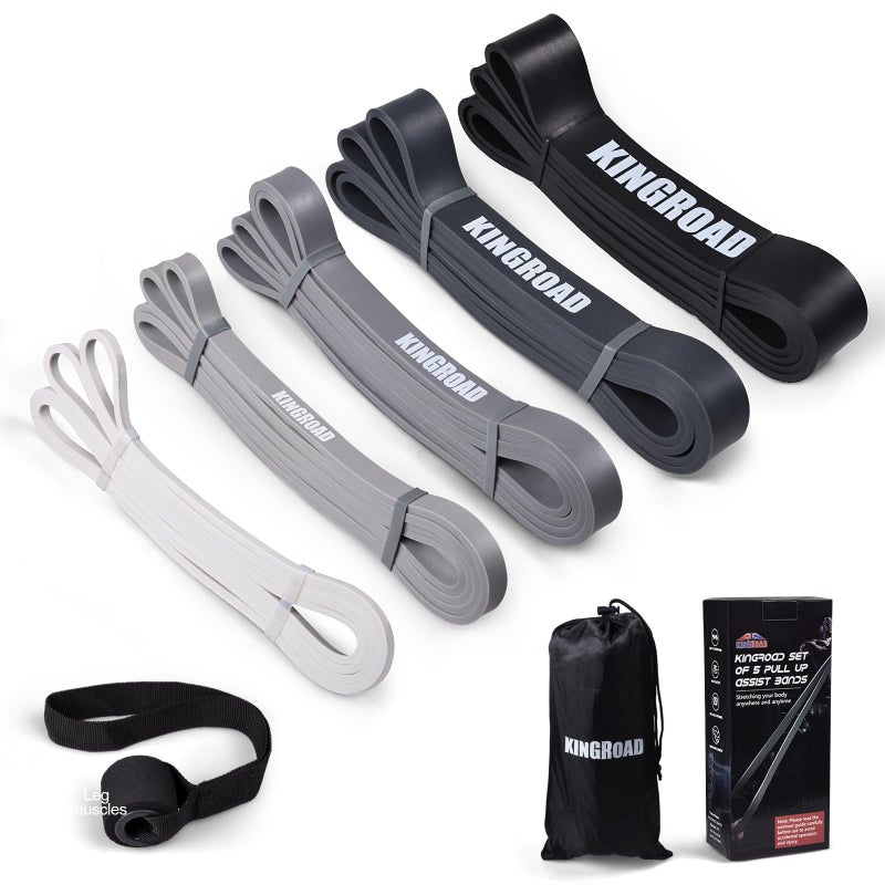 kingroad Resistance Band Pull Up Assistance Bands,Set of 5 Resistance Heavy Duty Exercise Stretch Fitness Bands for Stretching Power Lifting Workout Training with Instruction Guide (Black Set of 5) - Image 1