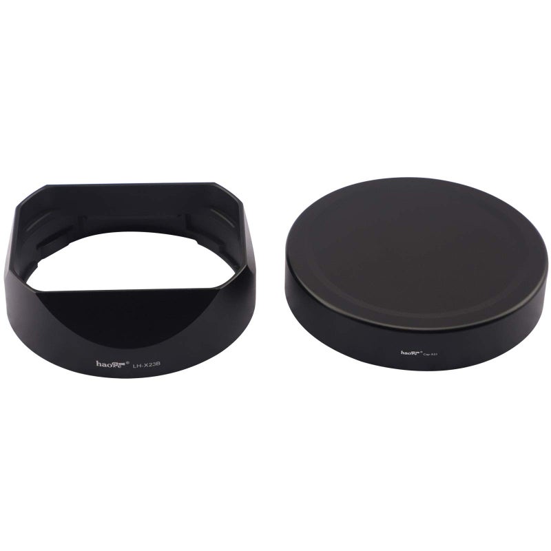 Haoge Square Metal Lens Hood for Fujifilm XF 23mm F1.4 R, Fuji XF 56mm F1.2 R and Fujinon XF 56mm F1.2 R APD Lens Replaces Fuji LH-XF23 Lens Hood Haoge LH-X23B Dedicated Shade with Metal Cap - Image 1