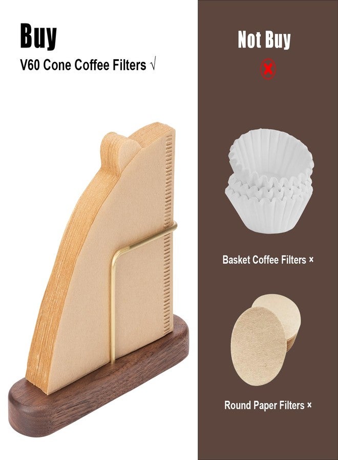 XCX Cone Coffee Filter Holder, Stand Coffee Filter Storage, Coffee Filter Container for V60 Paper Coffee Filters Size #01 and #02, Walnut & Brass - Image 3