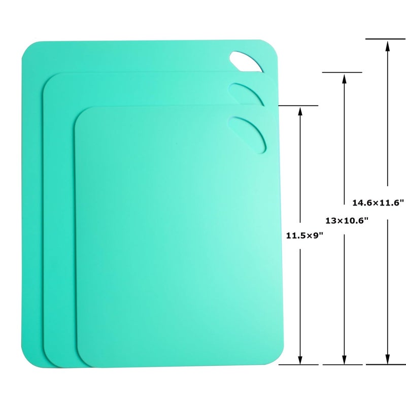 Carrollar Plastic Flexible Cutting Mats for Kitchen, 3pcs Color Coded Chopping Board Set, Cutting Board Sheet for Kitchen Cooking, Dishwasher Safe ï¼ˆ11.5x9"ï¼‰ - Image 3
