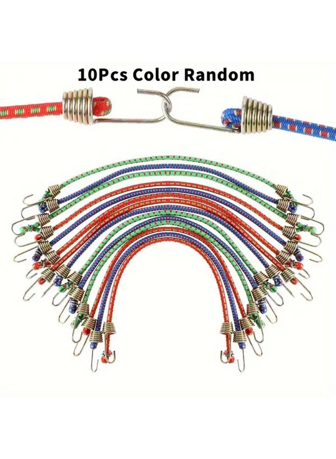 10 حزمة أربطة مرنة متينة مع خطاطيف معدنية لمعدات التخييم والدراجات - Image 1