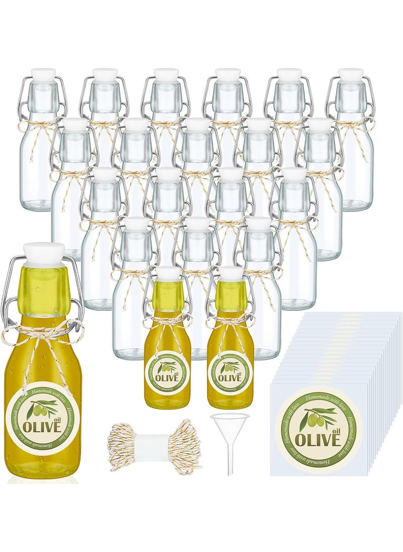 Queekay Queekay 20 Pack 4oz Mini Swing Top Glass Bottles for Vanilla Extract Homemade Olive Oil Bottles with Lids Airtight Cap Lids Labels for Wedding Baby Shower Favors 4oz  - Image 1