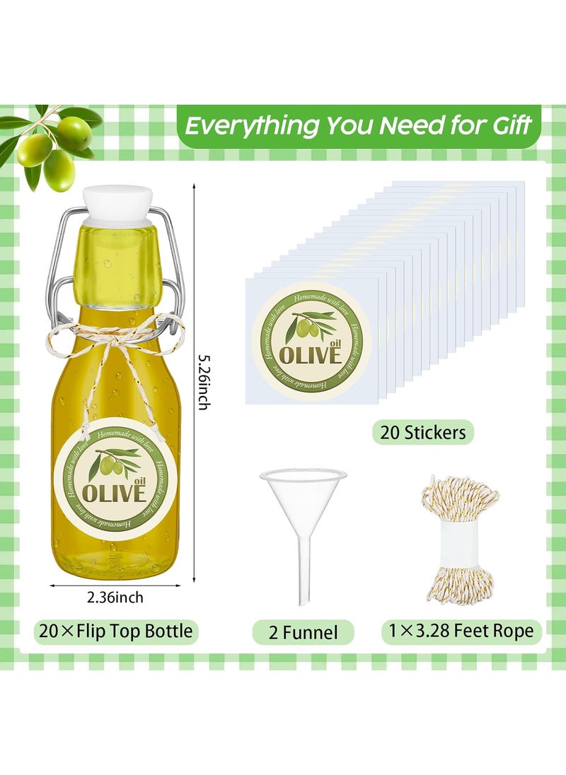 Queekay Queekay 20 Pack 4oz Mini Swing Top Glass Bottles for Vanilla Extract Homemade Olive Oil Bottles with Lids Airtight Cap Lids Labels for Wedding Baby Shower Favors 4oz  - Image 2