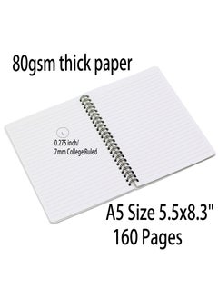 KASTWAVE A5 Wirebound Spiral Notebooks College Ruled, 80 Pages Lined Journal Hardcover, Diary Memo Notepad for School Office Business, School Supplies for Girls  - Image 3