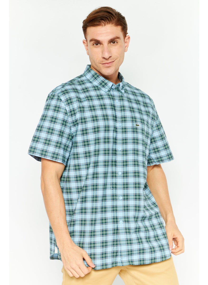 Men Regular Fit Short Sleeves Checkered Casual Shirt, Blue - pzsku/ZB0FB95CF2072FDD18CB5Z/45/_/1737642220/13ee3b12-fbc5-4aa1-aa53-4fad850d0639