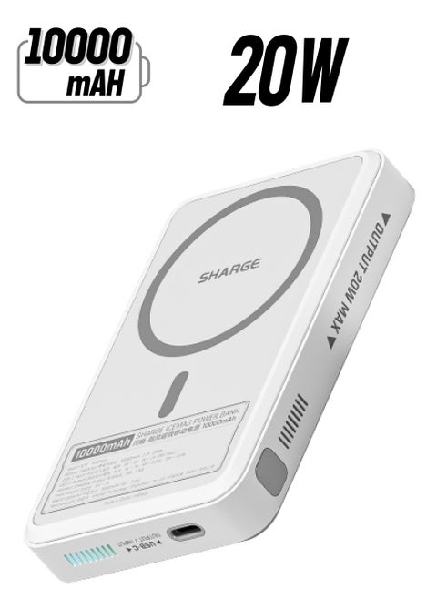 SHARGE SP020A ICEMAG Magnetic Power Bank World's First 10000mAh Battery Pack with Active Cooling for MagSafe Portable Charger with 20W USB-C Input/Output for iPhone16/15 Pro Max/ 14 Pro Max