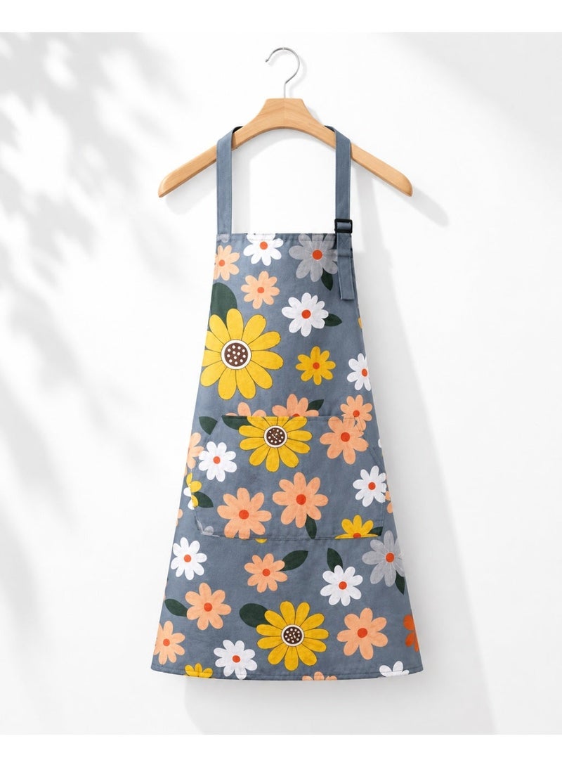 Waterproof Adjustable Apron with Pockets – Floral Kitchen Apron for Baking, Cooking, Gardening & BBQ - Image 1
