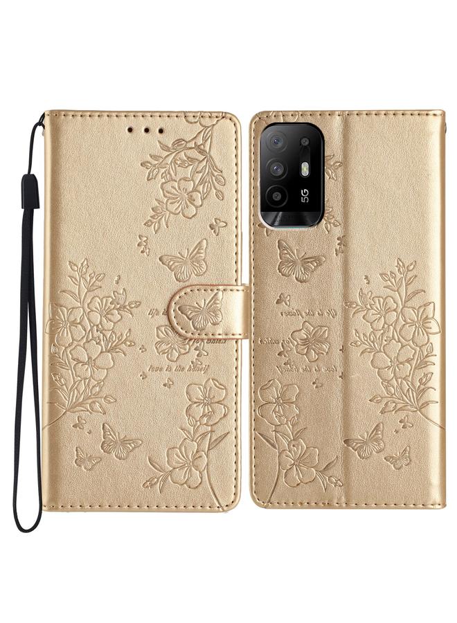 اس-توب جراب هاتف جلدي بنقشة فراشات وزهور لهاتف OPPO A94 5G - Image 1