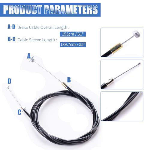 MRELC Left Brake Clutch Lever 155cm Cable with Brake Pads fit for Coleman CT100U CC100X 98cc 100cc 3HP Baja Doodle Bug DB30 Motovox MBX10 MBX11 Monster Moto Powersport Mini Bike Parts - Image 3