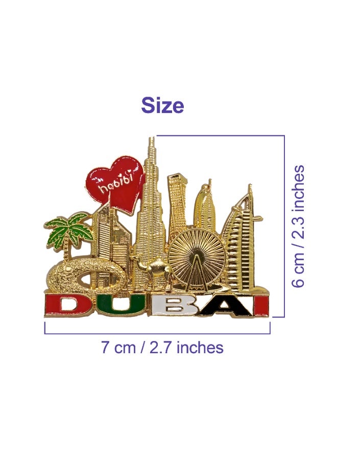 Q TRIPLE A Dubai Souvenir Metal Refrigerator Magnet | Dubai Iconic Landmarks, Cute Camel & Palm Tree | Best Gift for Friends & Family | Design-1, Greenish Colour - Image 5
