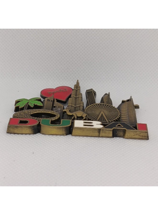 Q TRIPLE A Dubai Souvenir Metal Refrigerator Magnet | Dubai Iconic Landmarks, Cute Camel & Palm Tree | Best Gift for Friends & Family | Design-1, Greenish Colour - Image 2