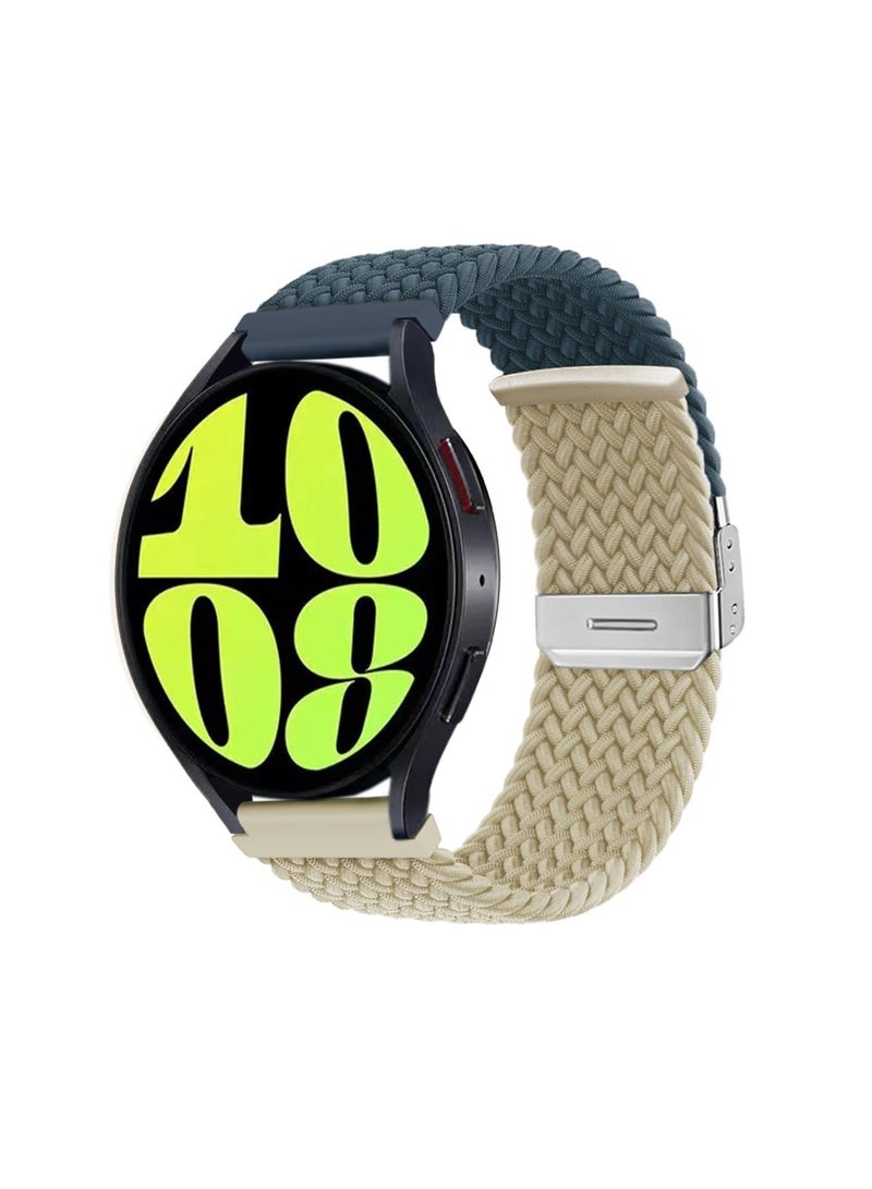 Captaintech Bands for Samsung Galaxy Watch 6/5/4/5 Pro/6/4 Classic/Active 2/Active/Watch 3, 20mm Elastic Braided Nylon Loop Sport Strap for 40mm, 44mm, 45mm, 43mm, 47mm, 42mm, 46mm, and 41mm, Blue Beige - Image 1