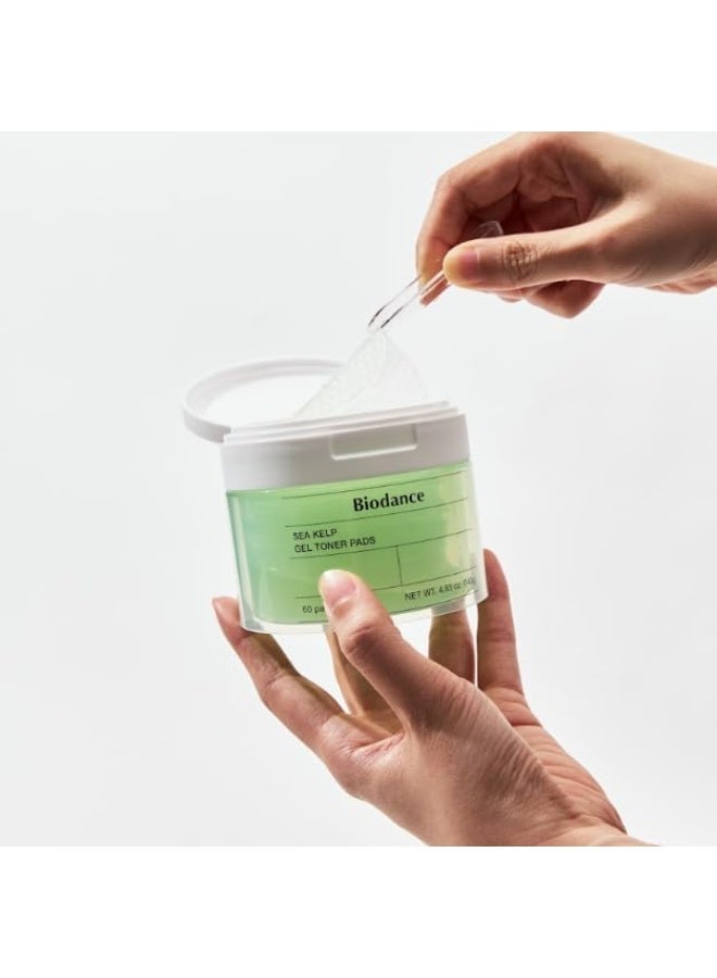 بيودانس Biodance Sea Kelp Gel Toner Pads, Calming & Balancing Toner Pads for Sensitive Skin, Oil & Sebum Control, Refreshing Blemish Care, Korean Skincare, Stocking Stuffersㅣ4.93 fl.oz.(140g)*60Pads - Image 4