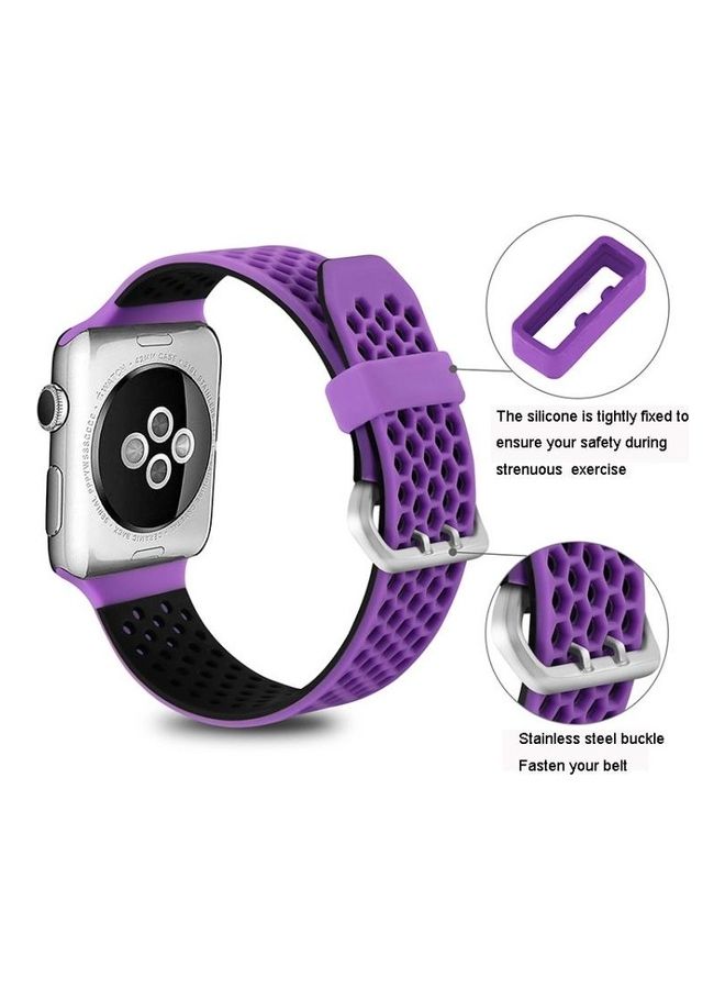 NIBEMINENT Replacement Watchband for Apple Watch Series 7/6/5/4/3/2/1/SE 42/44/45mm Purple/Black - Image 4
