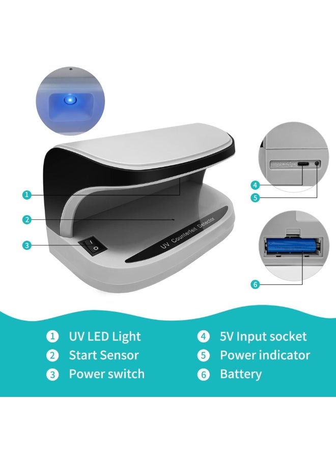 Crony AL-09 Auto UV Counterfeit Money Detector – Portable Mini Scanner with Built-in Battery, 1200mAh Rechargeable Power, 5V/2A USB Charging, UV Light Detection for Banknotes & Documents, Manual Currency Counter，with watermark and magnetic detection functions Compact 200x105x105mm Design, Lightweight 400g, Low Power Consumption <6W, Ideal for Shops, Offices, and Travel - Image 4