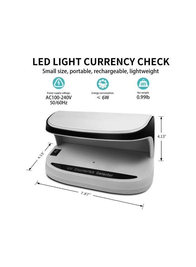 Crony AL-09 Auto UV Counterfeit Money Detector – Portable Mini Scanner with Built-in Battery, 1200mAh Rechargeable Power, 5V/2A USB Charging, UV Light Detection for Banknotes & Documents, Manual Currency Counter，with watermark and magnetic detection functions Compact 200x105x105mm Design, Lightweight 400g, Low Power Consumption <6W, Ideal for Shops, Offices, and Travel - Image 3