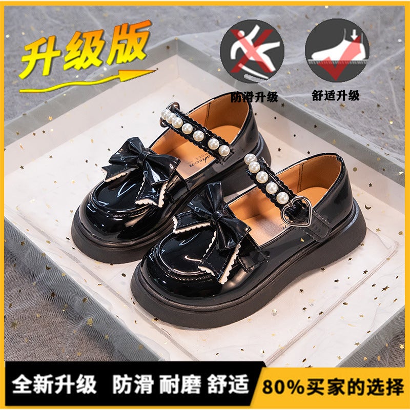 Little Yellow Duck Girls Princess Shoes Dress Performance White Leather Shoes Summer Crystal Shoes Children'S Catwalk Performance Small Leather Shoes - Image 1
