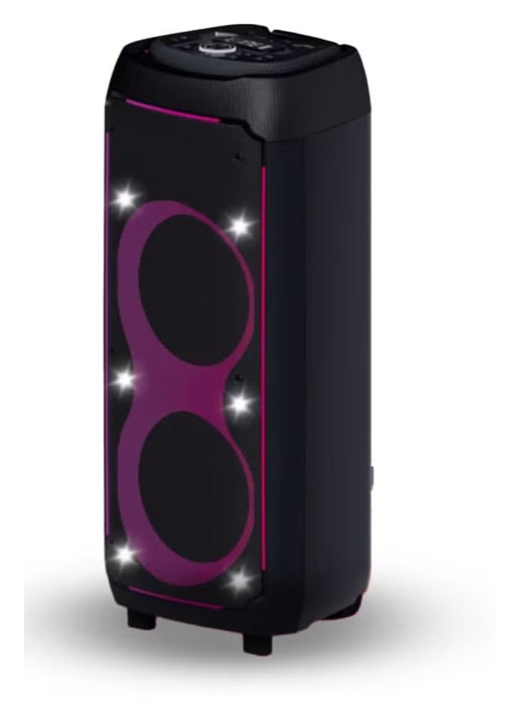 Platinum Professional Battery Powered Speaker System, 10" Deep Bass Boost Control, 7.4V/5400mAh Lithium Battery, Bluetooth, SD Card Slot, USB Port, Remote Control, 60W RMS LED Lighting with Music Spectrum, AH-10750