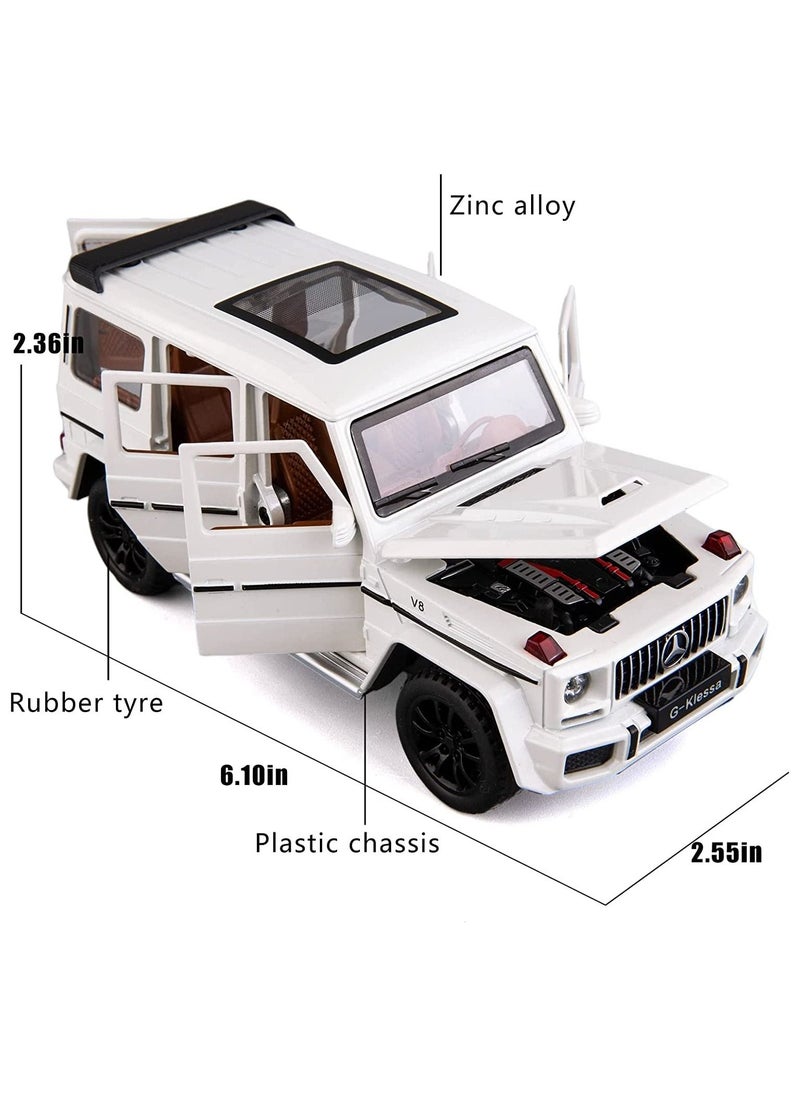 CHE ZHI - Mercedes Benz G63 AMG 1:32 Scale Model Car, Diecast Model Cars Zinc Alloy Pull Back Toy car with Sound and Light for Kids Boy Girl Gift White - Image 1