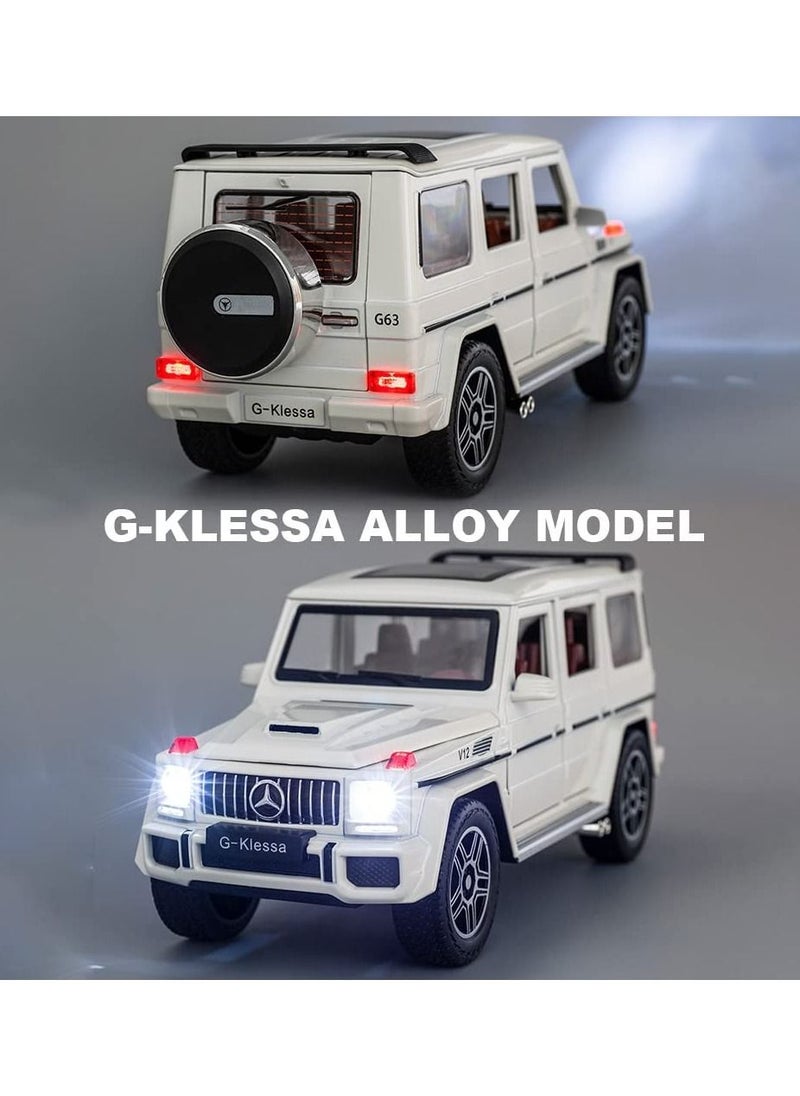 CHE ZHI - Mercedes Benz G63 AMG 1:32 Scale Model Car, Diecast Model Cars Zinc Alloy Pull Back Toy car with Sound and Light for Kids Boy Girl Gift White - Image 1