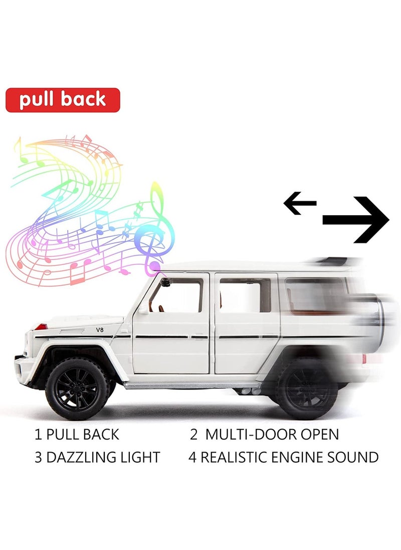 CHE ZHI - Mercedes Benz G63 AMG 1:32 Scale Model Car, Diecast Model Cars Zinc Alloy Pull Back Toy car with Sound and Light for Kids Boy Girl Gift White - Image 1