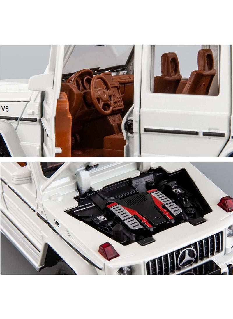 CHE ZHI - Mercedes Benz G63 AMG 1:32 Scale Model Car, Diecast Model Cars Zinc Alloy Pull Back Toy car with Sound and Light for Kids Boy Girl Gift White - Image 1