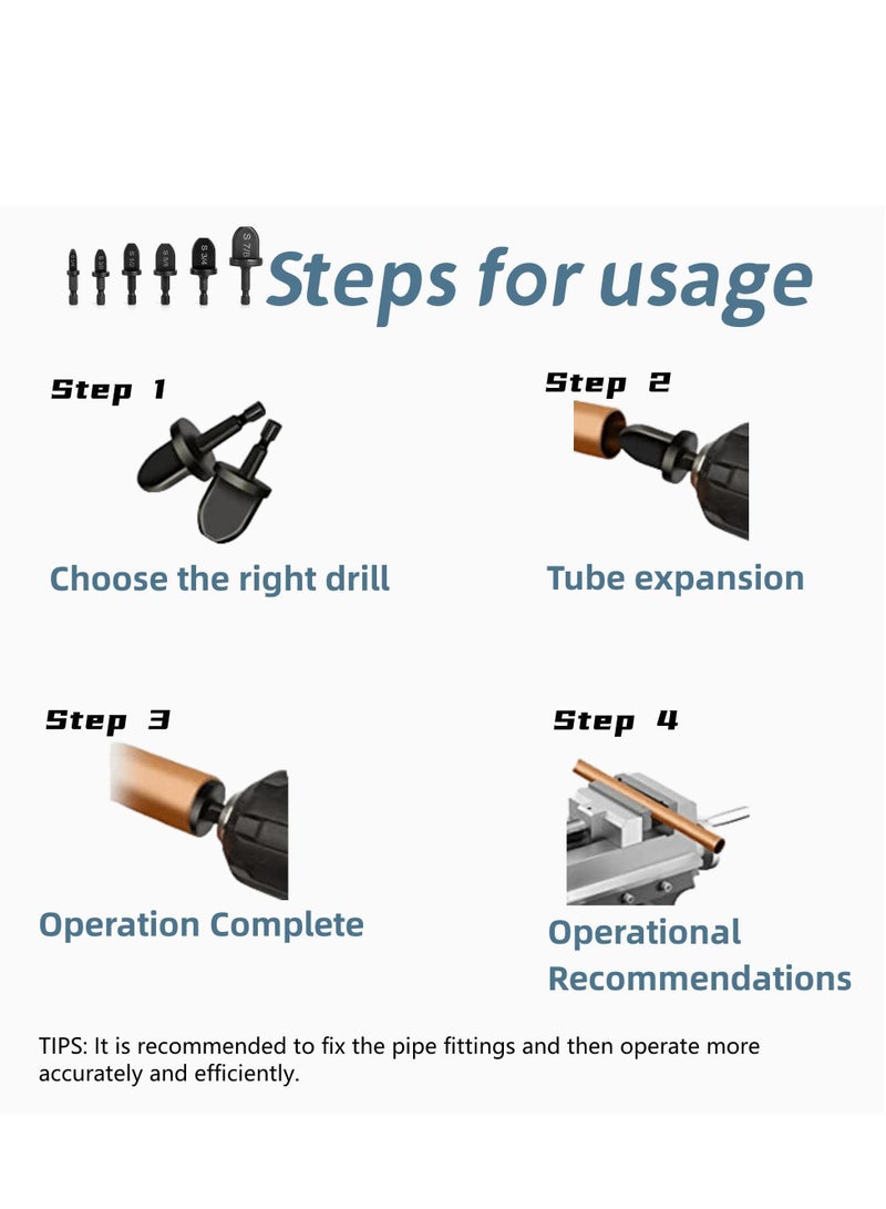 سيوسي طقم إصلاح HVAC، أداة توسيع أنبوب نحاسي لمكيف الهواء، مجموعة رؤوس مثقاب يدوي لأنابيب النحاس، أداة توسيع أنابيب نحاسية ناعمة مع 1/4 بوصة، 3/8 بوصة، 1/2 بوصة، 5/8 بوصة، 3 /4 ''، 7/8'' بت  - Image 2
