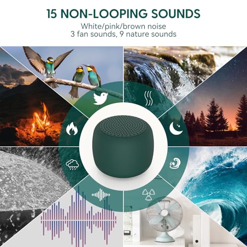 Babelio White Noise Sound Machine for Adults Kids Baby, Mini, 15 Non-looping Sounds, Timer, Memory Function, Easy to Pocket and Travel Green - Image 3