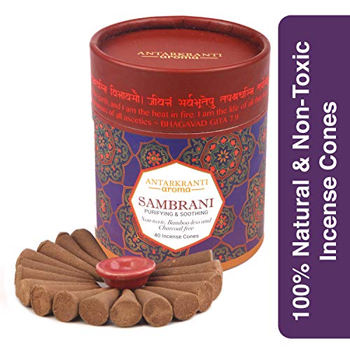 Antarkranti Sacred Life Dry Dhoop SAMBRANI Cones | Pack of 2 | Contains- 80 Incense Cones | Burning Time 35 Minutes | Low Smoke Dhoop for Pooja | 100% Organic & Charcoal Free | Aromatherapy | Meditation | Yoga - Image 3