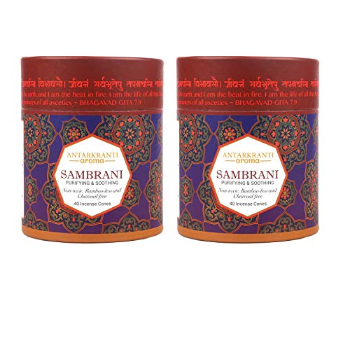 Antarkranti Sacred Life Dry Dhoop SAMBRANI Cones | Pack of 2 | Contains- 80 Incense Cones | Burning Time 35 Minutes | Low Smoke Dhoop for Pooja | 100% Organic & Charcoal Free | Aromatherapy | Meditation | Yoga - Image 1