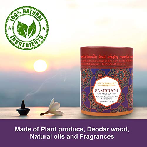 Antarkranti Sacred Life Dry Dhoop SAMBRANI Cones | Pack of 2 | Contains- 80 Incense Cones | Burning Time 35 Minutes | Low Smoke Dhoop for Pooja | 100% Organic & Charcoal Free | Aromatherapy | Meditation | Yoga - Image 5