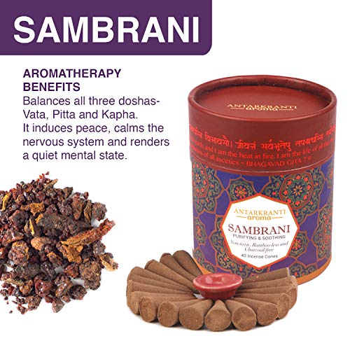 Antarkranti Sacred Life Dry Dhoop SAMBRANI Cones | Pack of 2 | Contains- 80 Incense Cones | Burning Time 35 Minutes | Low Smoke Dhoop for Pooja | 100% Organic & Charcoal Free | Aromatherapy | Meditation | Yoga - Image 4