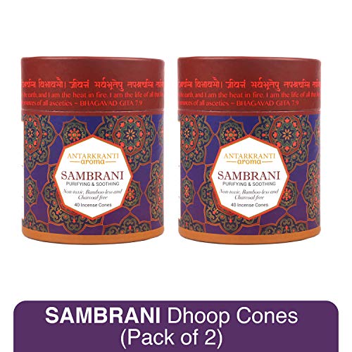 Antarkranti Sacred Life Dry Dhoop SAMBRANI Cones | Pack of 2 | Contains- 80 Incense Cones | Burning Time 35 Minutes | Low Smoke Dhoop for Pooja | 100% Organic & Charcoal Free | Aromatherapy | Meditation | Yoga - Image 2