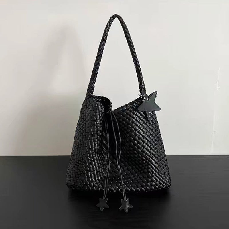Niche Design Accessible Luxury Texture Women'S Commuter Fashion Large Capacity Shoulder Tote Bag Pu Woven Bag - Image 3