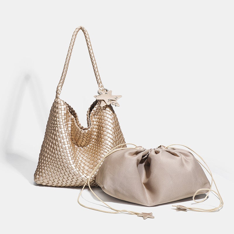 Niche Design Accessible Luxury Texture Women'S Commuter Fashion Large Capacity Shoulder Tote Bag Pu Woven Bag - Image 5