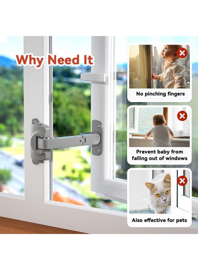 EUDEMON 1 Packing Updated Baby Window Safety Lock, Childproof Window Restrictor for UPVC, Adjustable Winodw Guard for Wooden, Metal Frames (Grey) - Image 1